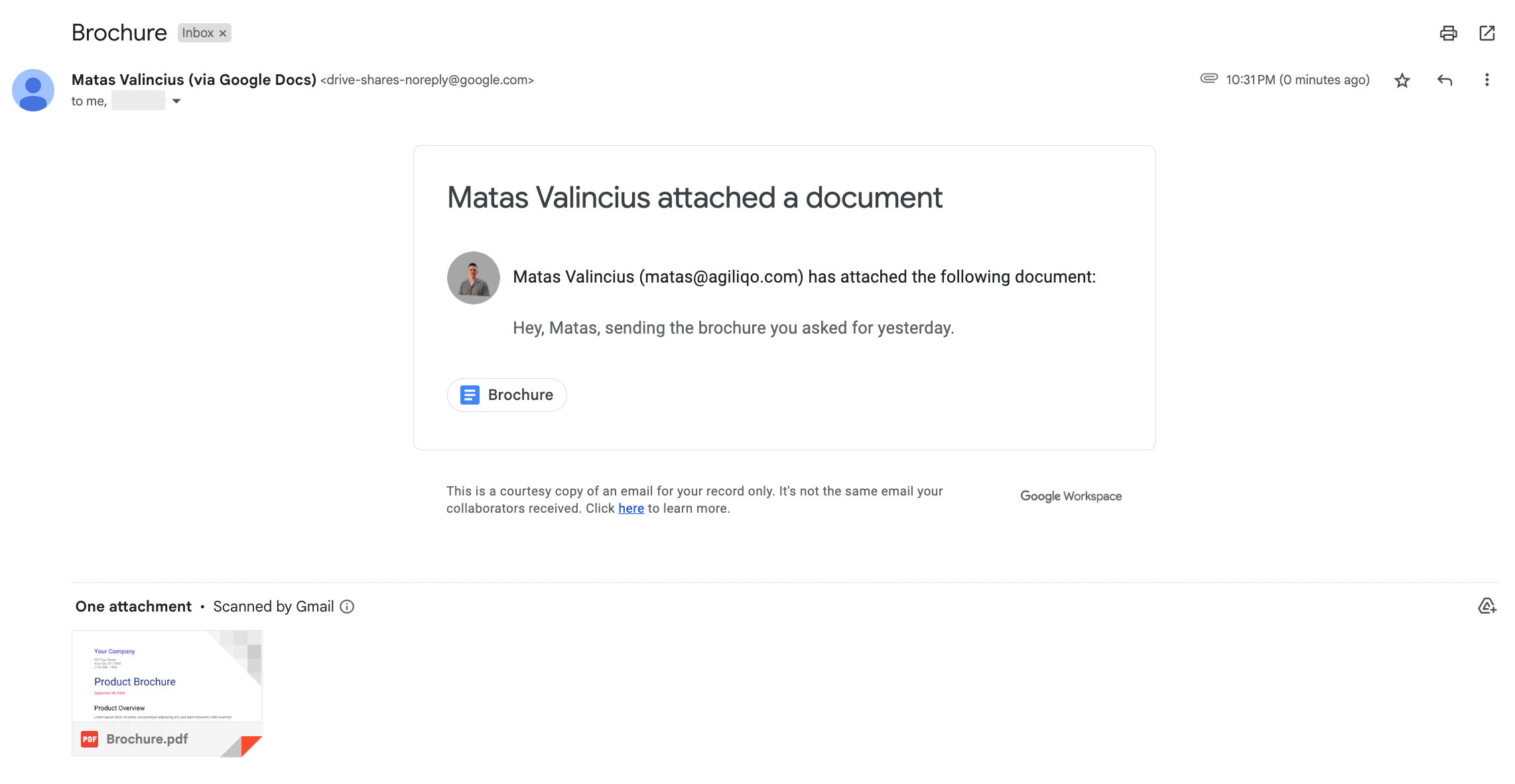 Google Docs Email PDF